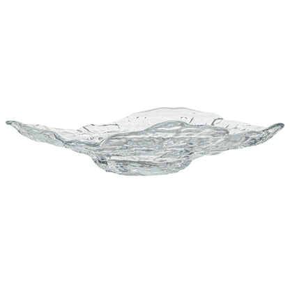 Vetri Abstract Clear Glass Seashell Serving Plate - 8 3/4" x 6 3/4" x 1 3/4" - 6 count box