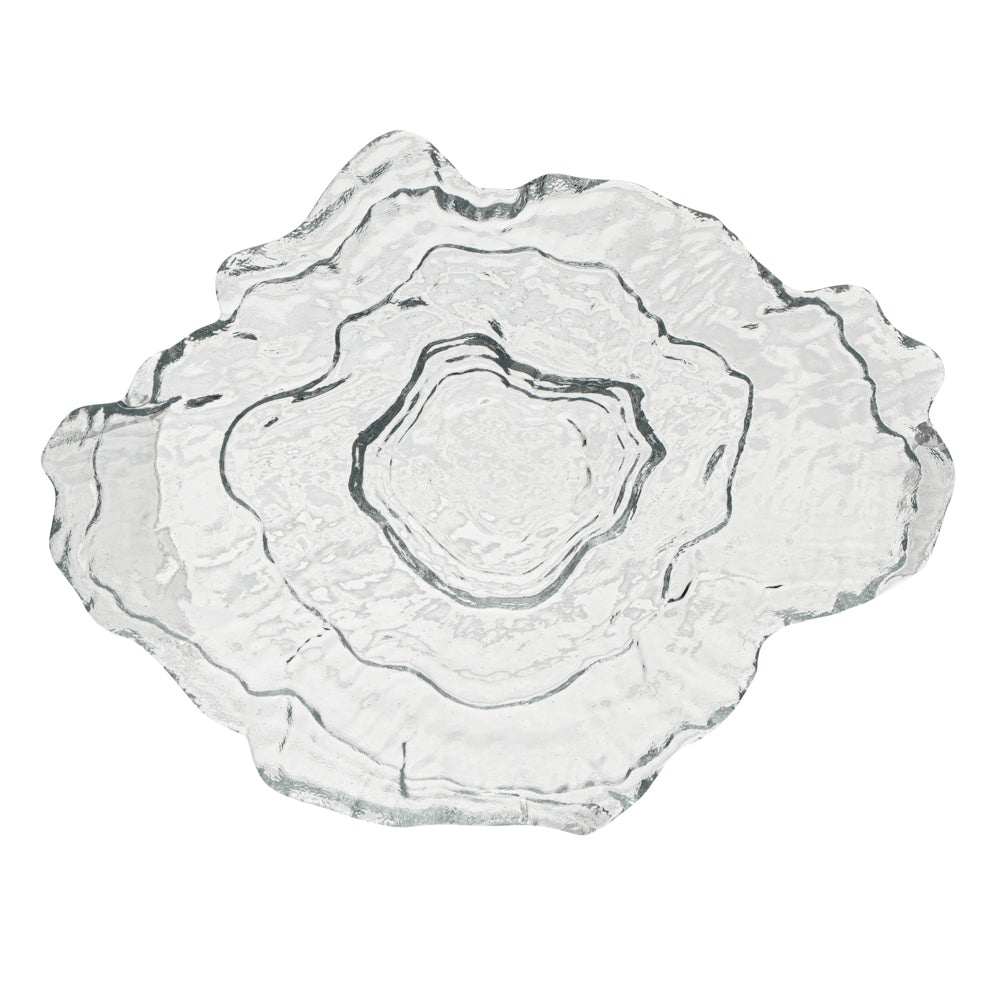 Vetri Abstract Clear Glass Seashell Serving Plate - 8 3/4" x 6 3/4" x 1 3/4" - 6 count box