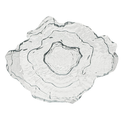 Vetri Abstract Clear Glass Seashell Serving Plate - 8 3/4" x 6 3/4" x 1 3/4" - 6 count box