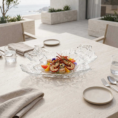 Vetri Abstract Clear Glass Seashell Serving Plate - 18" x 13 1/2" x 3 3/4" - 1 count box