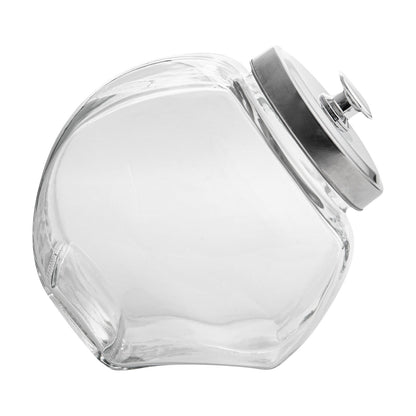 Vetri 0.5 gal Glass Penny Jar - with Chrome Lid - 4" x 4" x 7 1/2" - 1 count box