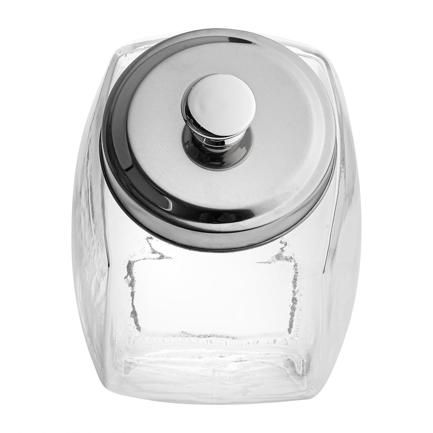Vetri 0.5 gal Glass Penny Jar - with Chrome Lid - 4" x 4" x 7 1/2" - 1 count box