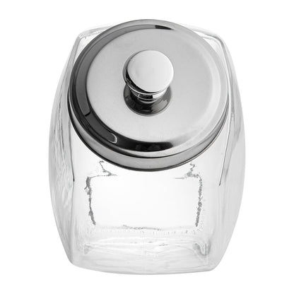Vetri 0.5 gal Glass Penny Jar - with Chrome Lid - 4" x 4" x 7 1/2" - 1 count box