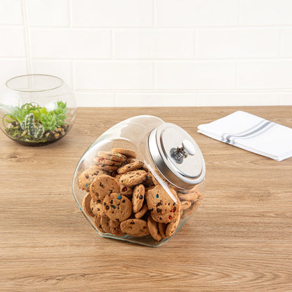 Vetri 1 gal Glass Penny Jar - with Chrome Lid - 4 1/2" x 4 1/2" x 9" - 1 count box