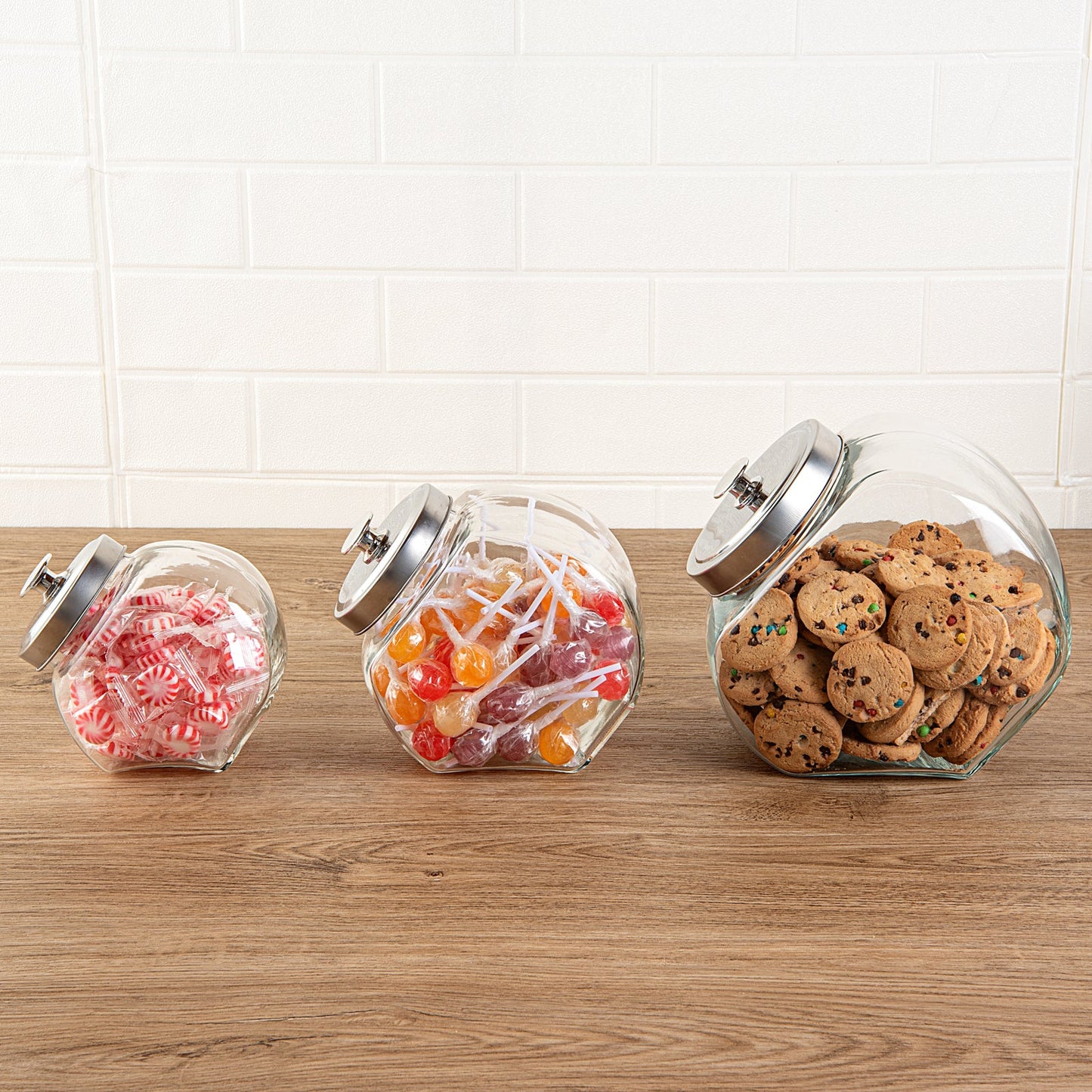 Vetri 1 gal Glass Penny Jar - with Chrome Lid - 4 1/2" x 4 1/2" x 9" - 1 count box