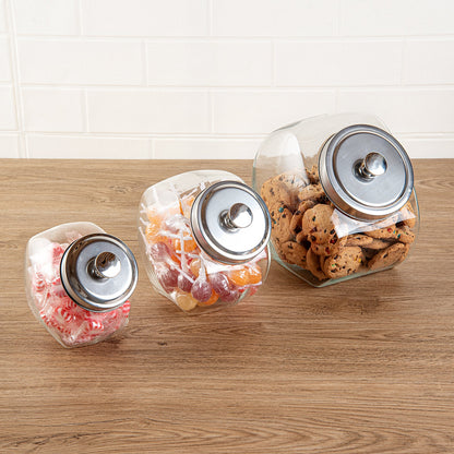 Vetri 1 gal Glass Penny Jar - with Chrome Lid - 4 1/2" x 4 1/2" x 9" - 1 count box