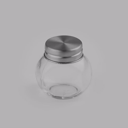 Vetri 2 oz Glass Mini Favor Jar - with Chrome Lid - 2 1/4" x 1 1/2" x 2 1/4" - 10 count box