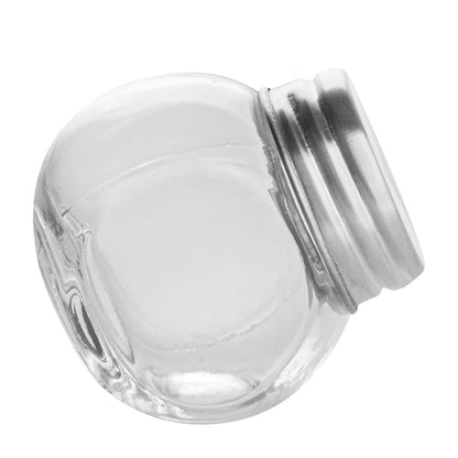 Vetri 2 oz Glass Mini Favor Jar - with Chrome Lid - 2 1/4" x 1 1/2" x 2 1/4" - 10 count box