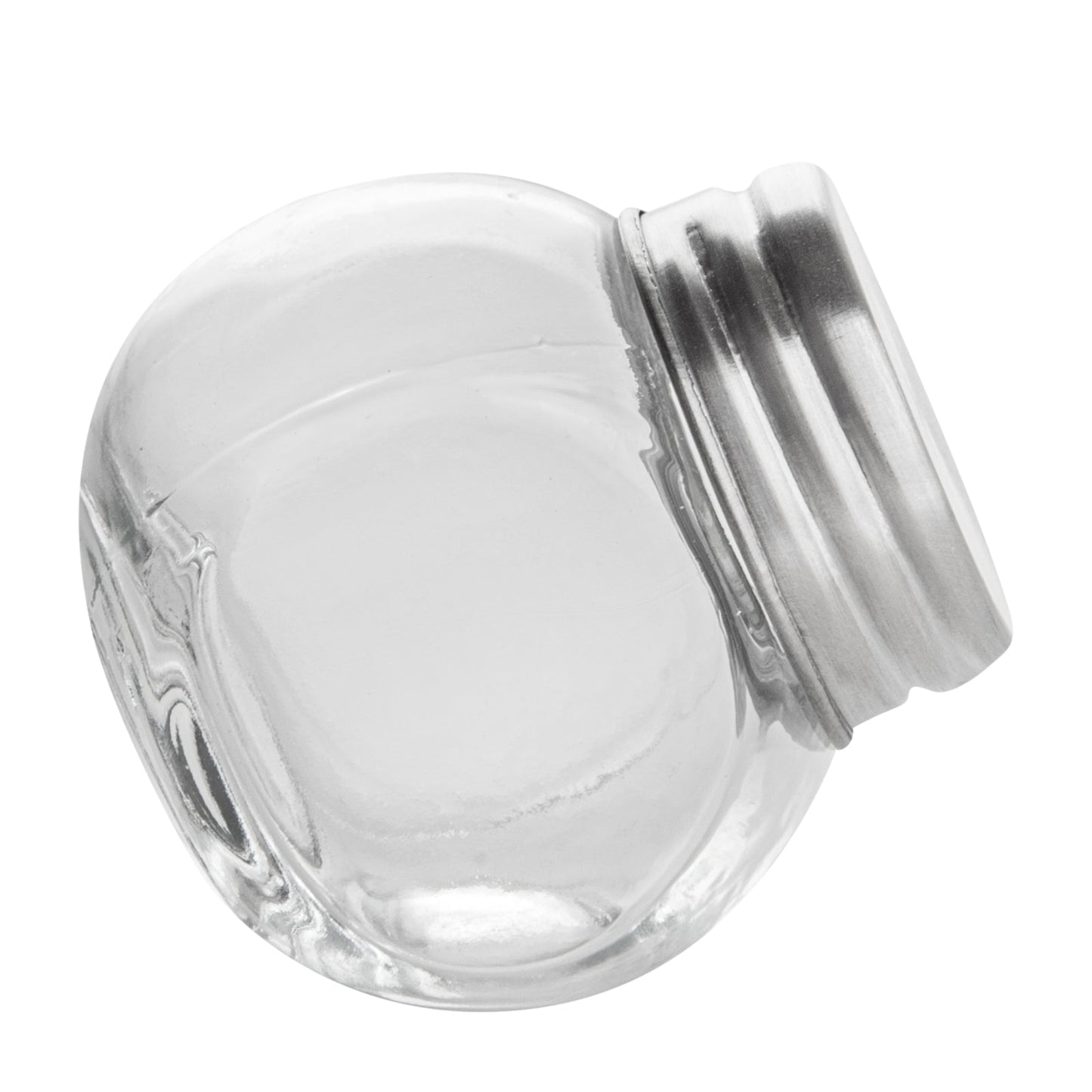 Vetri 2 oz Glass Mini Favor Jar - with Chrome Lid - 2 1/4" x 1 1/2" x 2 1/4" - 100 count box
