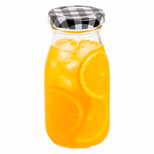 French Countryside 6 oz Glass Bottle - with Black Plaid Lid - 2 1/4" x 2 1/4" x 4 3/4" - 10 count box