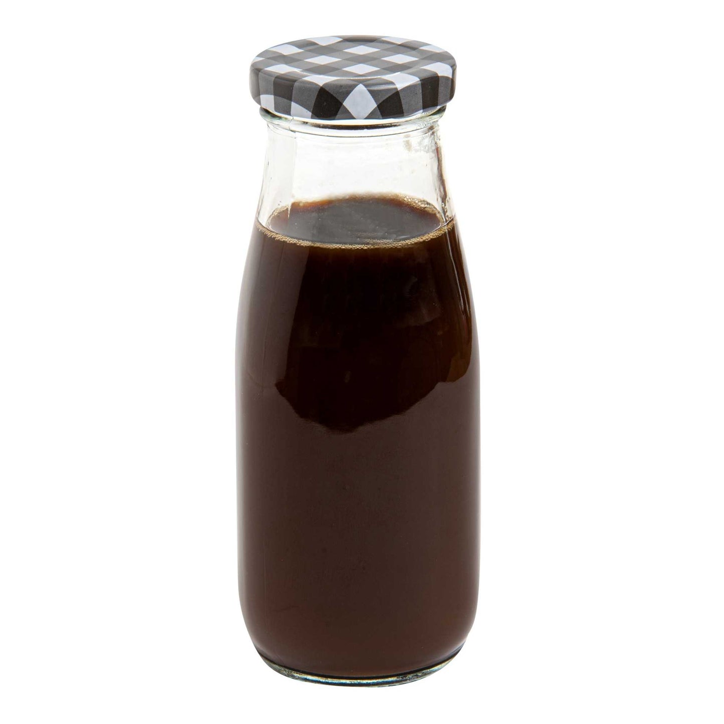 French Countryside 11 oz Glass Bottle - with Black Plaid Lid - 2 1/2" x 2 1/2" x 6" - 10 count box