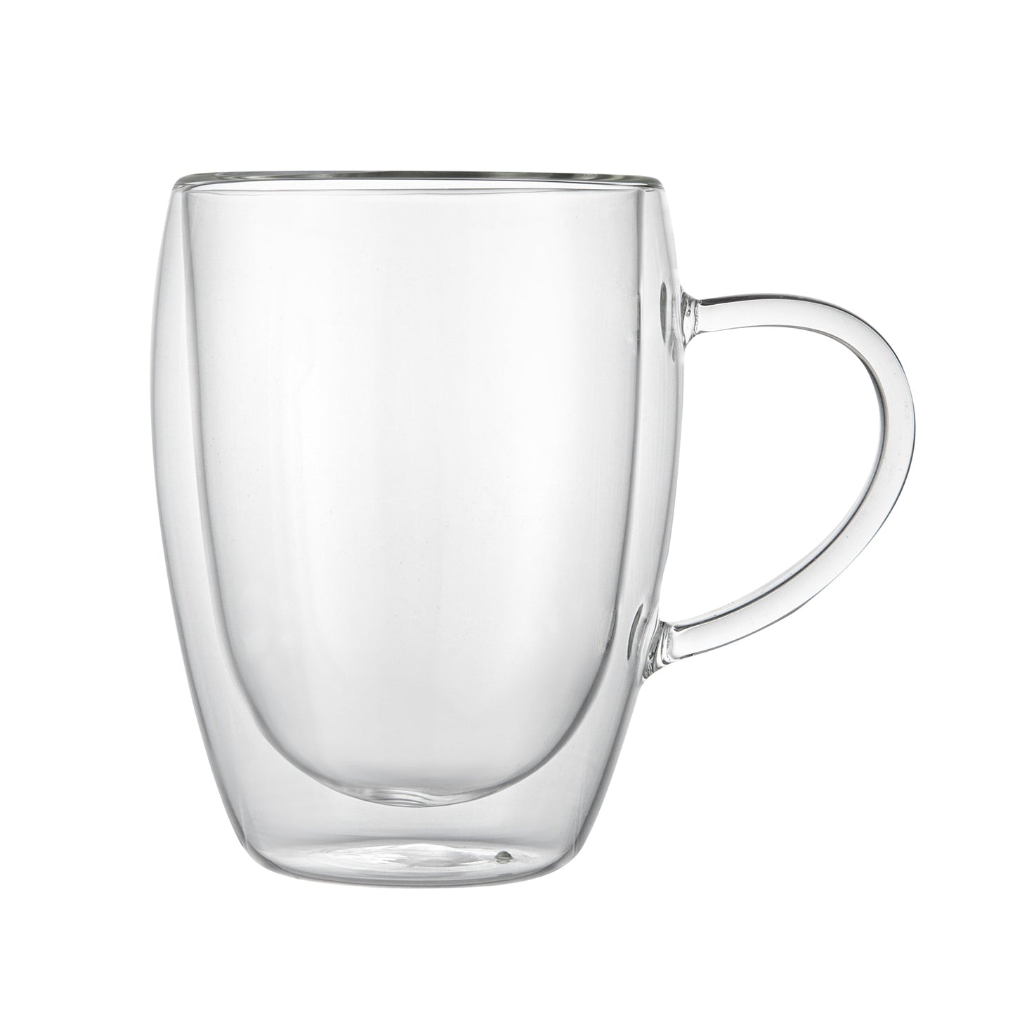 Forma Professional 12 oz Glass Coffee Cup - Double Wall, Borosilicate, with Handle - 3'' x 3'' x 4 1/2'' - 12 count box