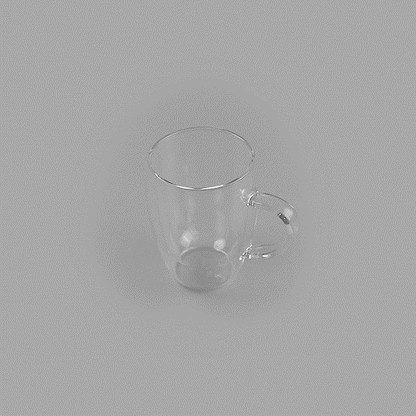 Forma Professional 12 oz Glass Coffee Cup - Double Wall, Borosilicate, with Handle - 3'' x 3'' x 4 1/2'' - 12 count box