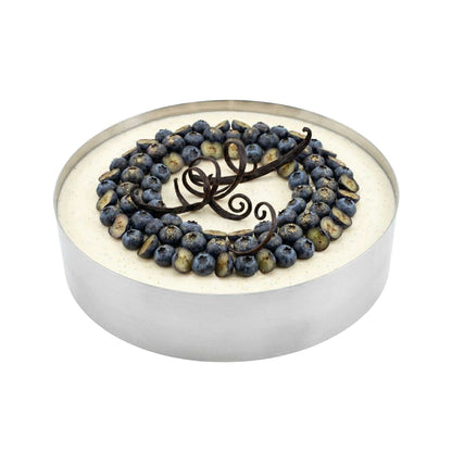 Pastry Tek Round Silver Stainless Steel Pastry Ring Mold - 10" x 10" x 2 1/2" - 1 count box