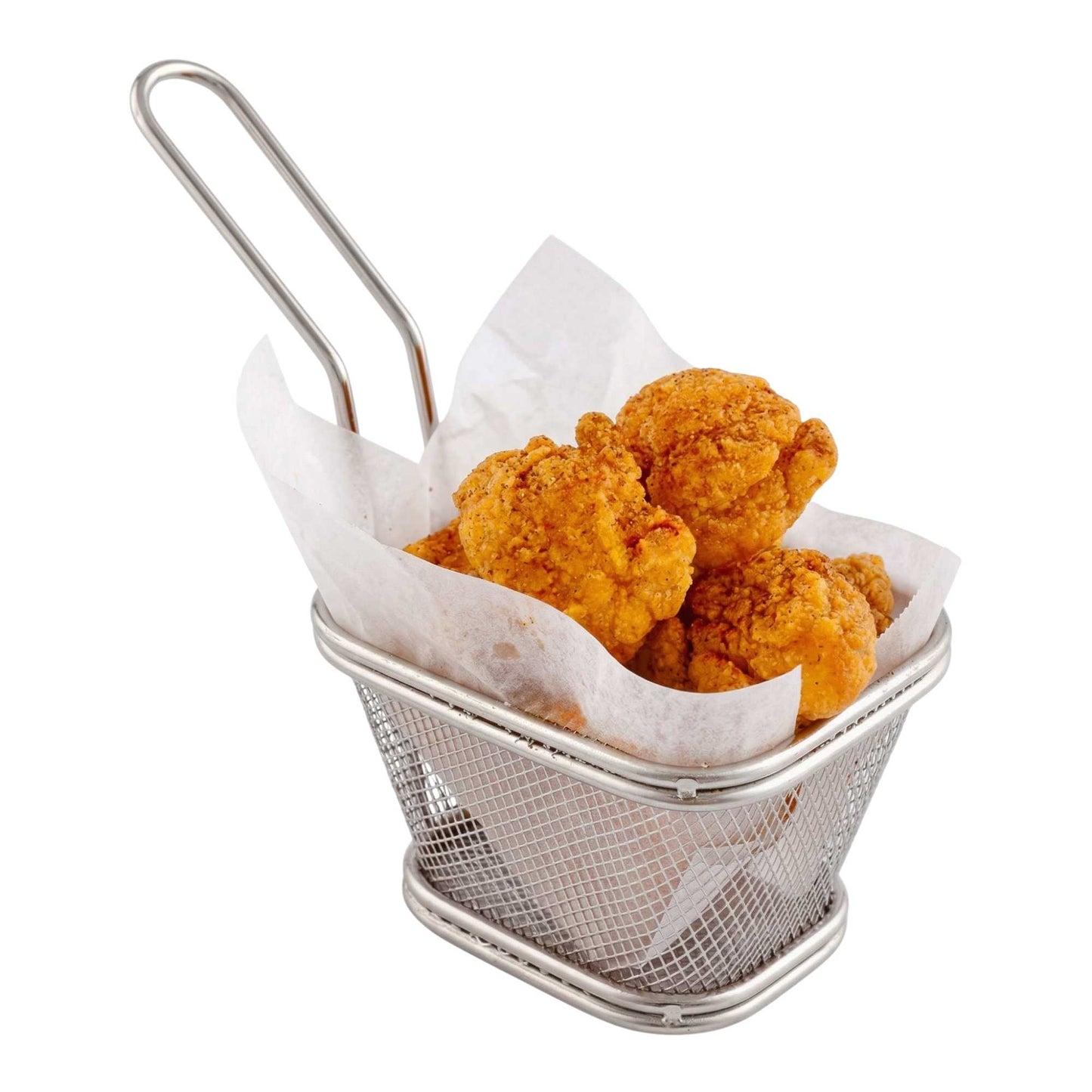Met Lux Square Silver Stainless Steel Mini Fryer Basket - 4" x 3 1/4" x 2 1/4" - 1 count box