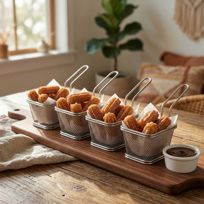 Met Lux Square Silver Stainless Steel Mini Fryer Basket - 4" x 3 1/4" x 2 1/4" - 1 count box