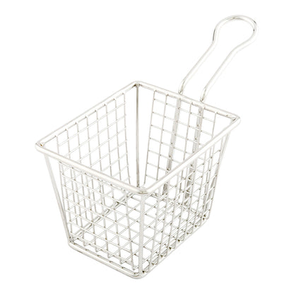 Met Lux Square Silver Stainless Steel Small Mini Fryer Basket - Waffle Grid - 6 1/2" x 3 1/4" x 4" - 1 count box