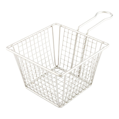 Met Lux Square Silver Stainless Steel Large Mini Fryer Basket - Waffle Grid - 8" x 5" x 3 1/2" - 1 count box