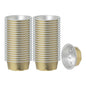 Pastry Tek 2 oz Round Gold Aluminum Baking Cup - with Plastic Dome Lid - 2 3/4" x 2 3/4" x 1" - 100 count box