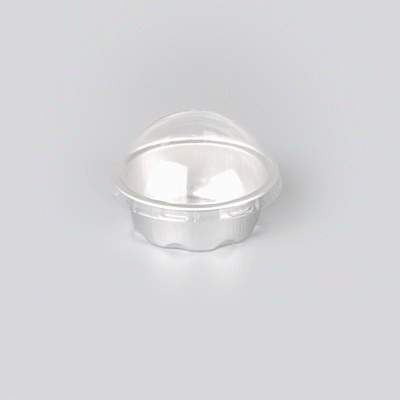 Pastry Tek 2 oz Round Silver Aluminum Baking Cup - with Plastic Dome Lid - 2 3/4" x 2 3/4" x 1" - 100 count box