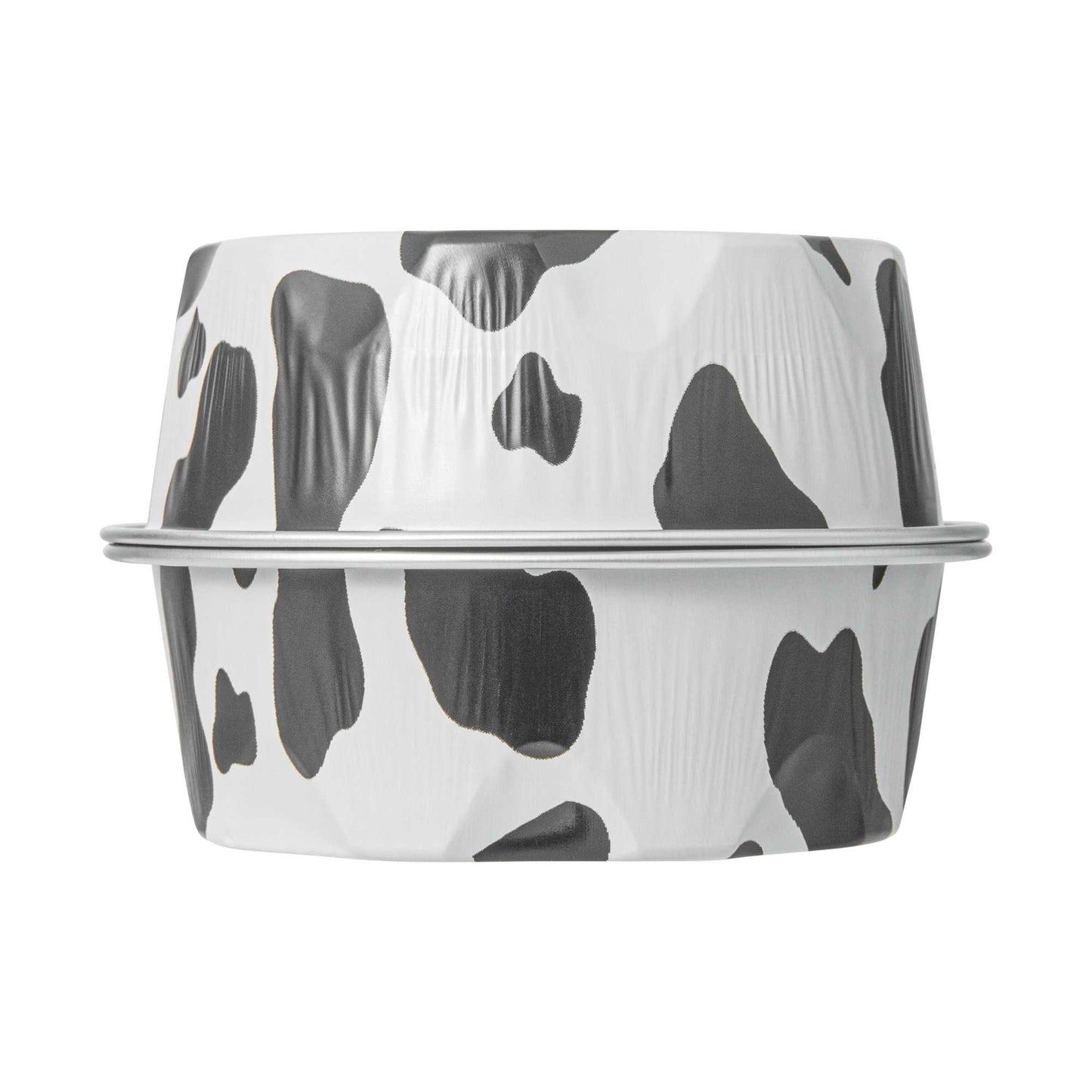 Pastry Tek 3 oz Round Cow Lines Aluminum Baking Cup - with Plastic Dome Lid - 3 1/4" x 3 1/4" x 1" - 100 count box
