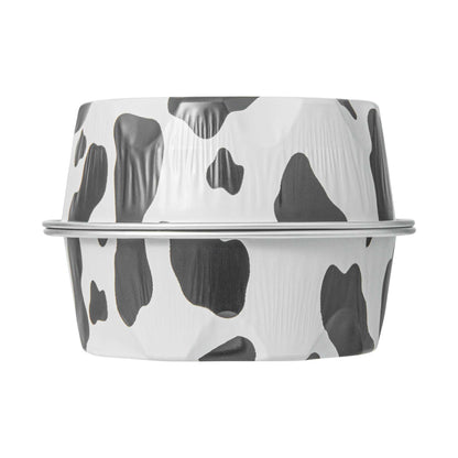Pastry Tek 3 oz Round Cow Lines Aluminum Baking Cup - with Plastic Dome Lid - 3 1/4" x 3 1/4" x 1" - 100 count box