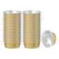 Pastry Tek 3 oz Round Gold Aluminum Baking Cup - with Plastic Dome Lid - 3 1/4" x 3 1/4" x 1" - 100 count box