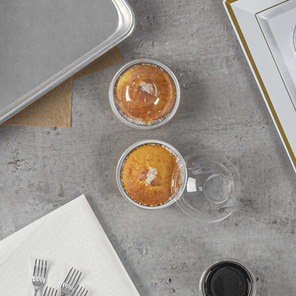 Pastry Tek 3 oz Round Gold Aluminum Baking Cup - with Plastic Dome Lid - 3 1/4" x 3 1/4" x 1" - 100 count box