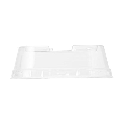 Pastry Tek 3 oz Square Red Aluminum Quadro Baking Cup - with Plastic Dome Lid - 3" x 3" x 1 1/4" - 100 count box