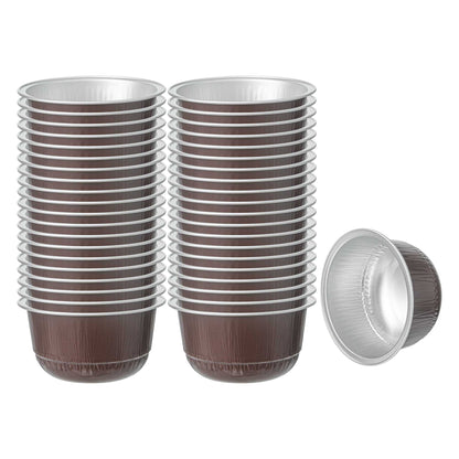 Pastry Tek 5 oz Round Coffee Aluminum Baking Cup - with Plastic Dome Lid - 3 1/4" x 3 1/4" x 1 3/4" - 100 count box