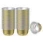 Pastry Tek 5 oz Round Gold Aluminum Baking Cup - with Plastic Dome Lid - 3 1/4" x 3 1/4" x 1 3/4" - 100 count box