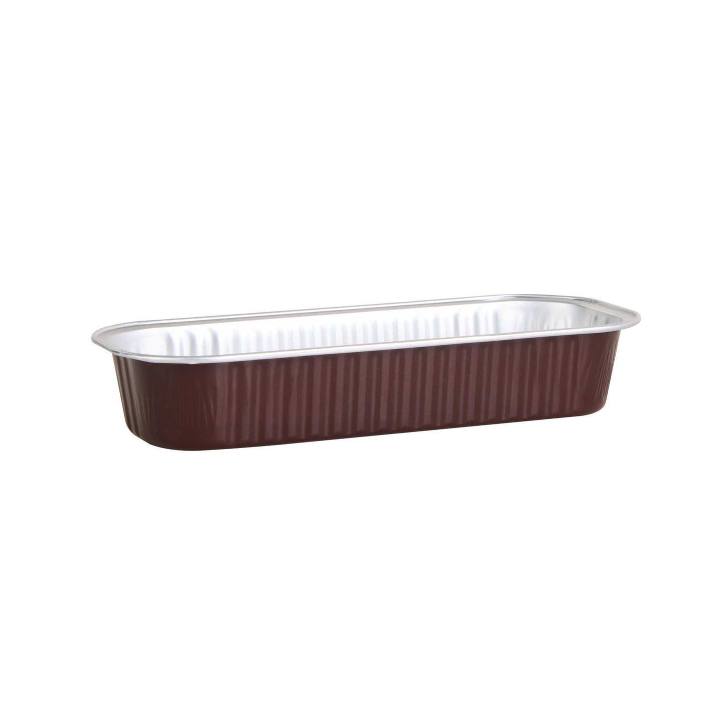 Pastry Tek 7 oz Rectangle Coffee Aluminum Baking Loaf Pan - with Plastic Dome Lid - 6 1/2" x 2 1/2" x 1 1/4" - 100 count box