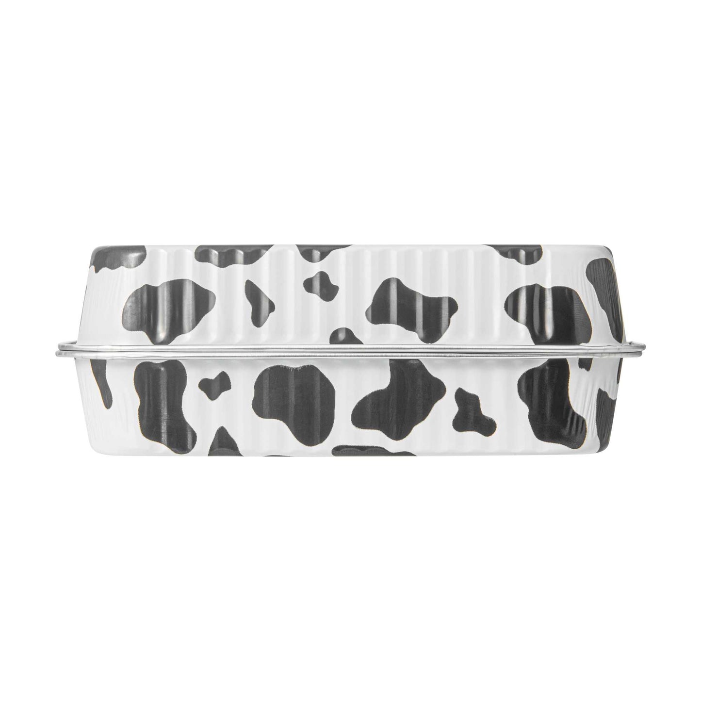 7 oz Rectangle Cow Lines Aluminum Baking Loaf Pan - with Plastic Dome Lid - 6 1/2" x 2 1/2" x 1 1/4" - 100 count box