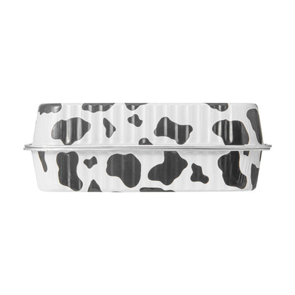 7 oz Rectangle Cow Lines Aluminum Baking Loaf Pan - with Plastic Dome Lid - 6 1/2" x 2 1/2" x 1 1/4" - 100 count box
