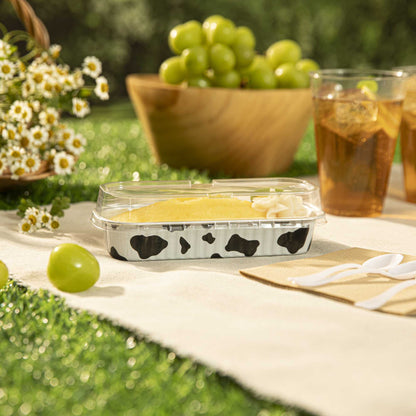 7 oz Rectangle Cow Lines Aluminum Baking Loaf Pan - with Plastic Dome Lid - 6 1/2" x 2 1/2" x 1 1/4" - 100 count box