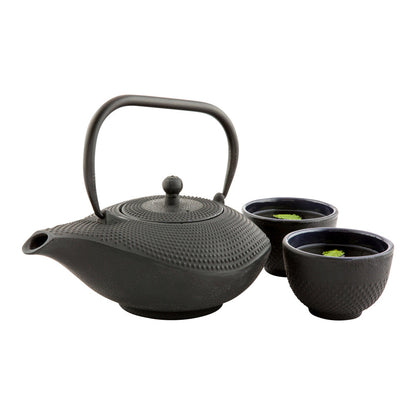 Tetsubin 34 oz Oval Black Cast Iron Teapot - 8 1/2" x 6 1/4" x 6 1/4" - 1 count box