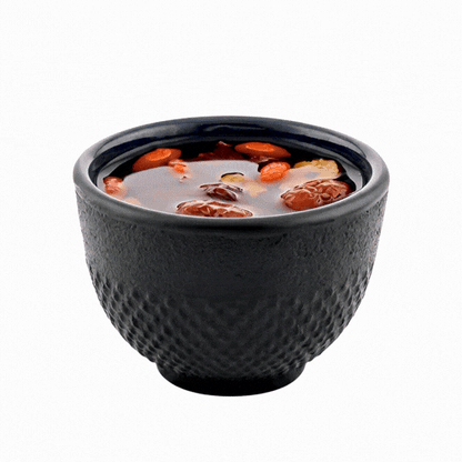 Tetsubin 5 oz Round Black Cast Iron Tea Cup - 3 1/4" x 3 1/4" x 2 1/4" - 2 count box