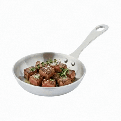Met Lux Round Silver Stainless Steel Mini Frying Pan - 4" x 4" x 3/4" - 1 count box