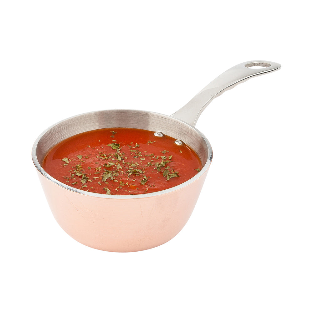 Met Lux Round Copper and Stainless Steel Mini Sauce Pan - 7" x 3 1/2" x 2" - 1 count box