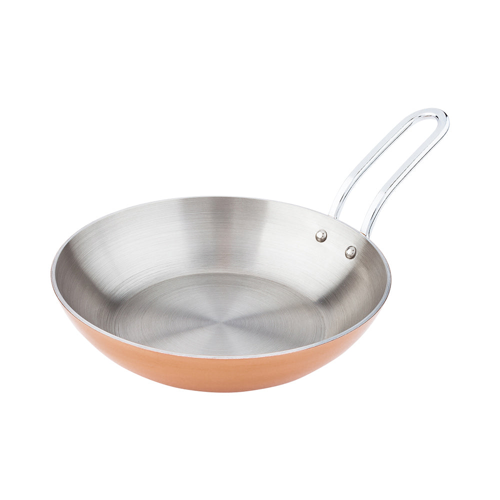 Met Lux Round Copper and Stainless Steel Mini Skillet - 6 1/2" x 6 1/2" x 1 1/2" - 1 count box