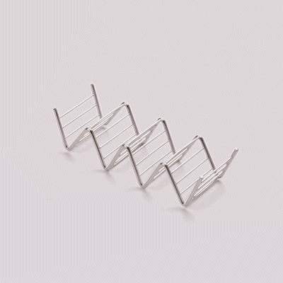 Met Lux Rectangle Silver Stainless Steel Quattro Taco Rack Stand - 4 Tacos - 7" x 2 1/2" x 1 1/2" - 1 count box