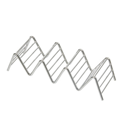 Met Lux Rectangle Silver Stainless Steel Quattro Taco Rack Stand - 4 Tacos - 7" x 2 1/2" x 1 1/2" - 1 count box