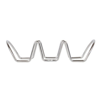 Met Lux Rectangle Silver Stainless Steel Triplo Taco Rack Stand - 3 Tacos - 6 3/4" x 3 1/4" x 1 1/2" - 1 count box