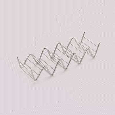 Met Lux Rectangle Silver Stainless Steel Cinque Taco Rack Stand - 5 Tacos - 8 1/4" x 2 1/2" x 1 1/2" - 1 count box
