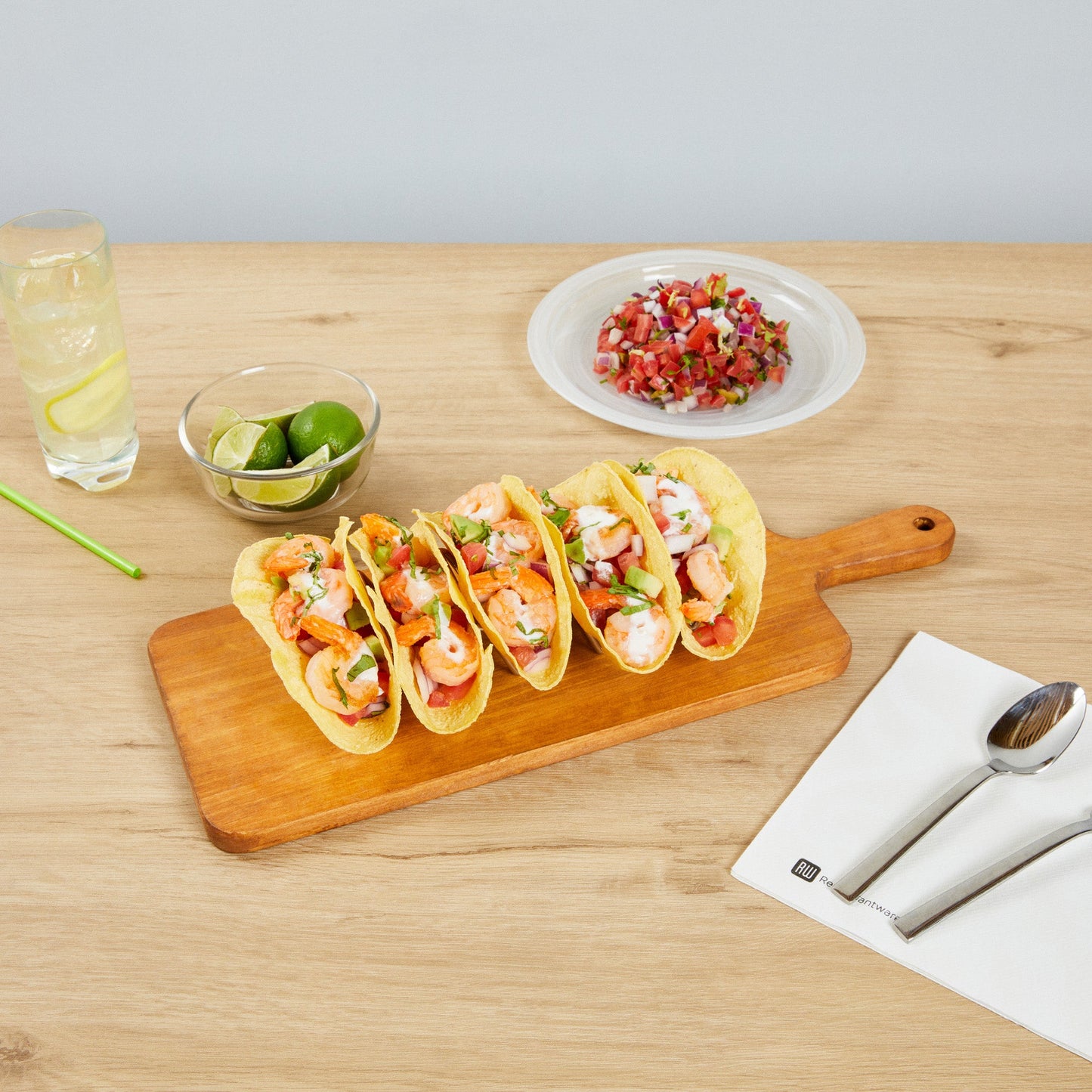 Met Lux Rectangle Silver Stainless Steel Cinque Taco Rack Stand - 5 Tacos - 8 1/4" x 2 1/2" x 1 1/2" - 1 count box
