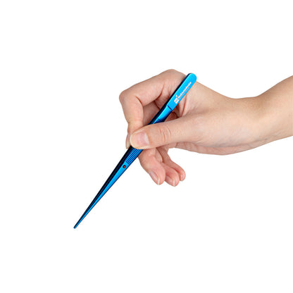 Perfect Point Titanium Blue Stainless Steel Fine Point Tweezers - 6 1/4" x 3/4" x 1/2" - 1 count box