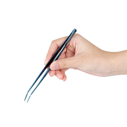 Perfect Point Titanium Blue Stainless Steel Slant Nose Tweezers - 6 1/4" x 3/4" x 1/2" - 1 count box