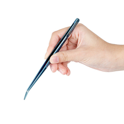 Perfect Point Titanium Blue Stainless Steel Slant Nose Tweezers - 6 1/4" x 3/4" x 1/2" - 1 count box