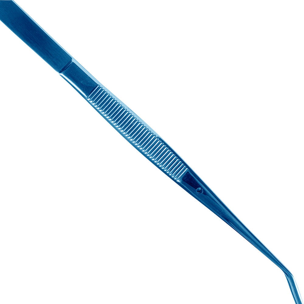 Perfect Point Titanium Blue Stainless Steel Slant Nose Tweezers - 6 1/4" x 3/4" x 1/2" - 1 count box