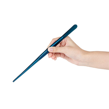 Perfect Point Titanium Blue Stainless Steel Short Straight Tweezers - 9 1/2" x 3/4" - 1 count box